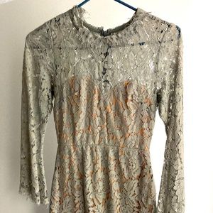 saje green lace mini dress